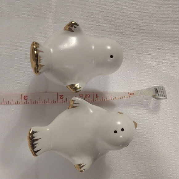 White porcelain salt and pepper shaker birds with gold beak & wing tips set of 2 - Picture 9 of 9